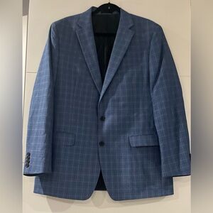 NWOT Lauren Ralph Lauren Black Label Blue Patterned Men's Blazer 44L, Silk Wool